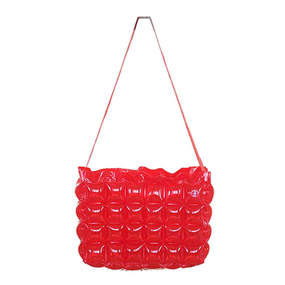 OEM Fashion Ruby Red Mini Shoulder Clear PVC Bags With Hubble-Bubble Design
