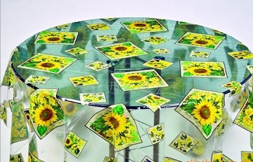 Eco-friendly PVC Dining Table Cloth With Fruit Design , Clear Table Cover