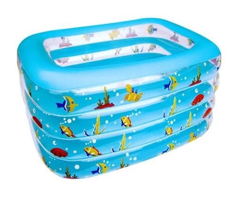 Custom Pink Inflatable Swimming Pools 5 Circle With Fish Printing
