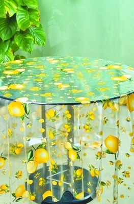 Eco-friendly PVC Dining Table Cloth With Fruit Design , Clear Table Cover