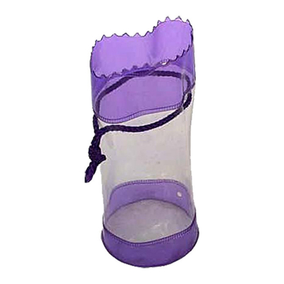 Πορφυρές σαφείς τσάντες PVC συνήθειας με Drawstring για την καλλυντική συσκευασία
